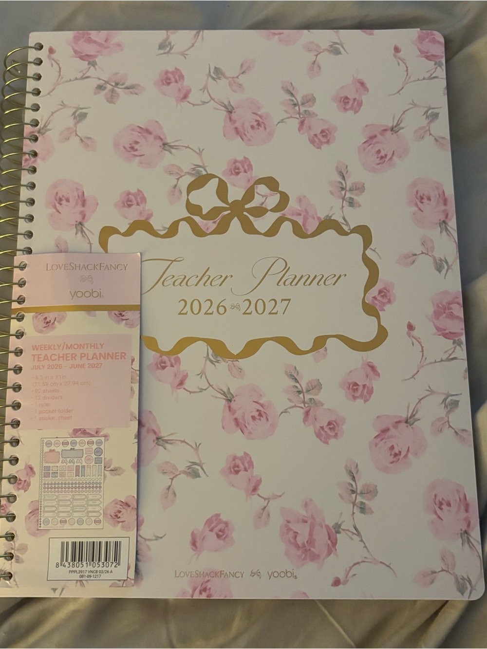 Love Shack Fancy X Target- Yoobi Ribbon Rosa Monthly And Weekly Teacher Planner